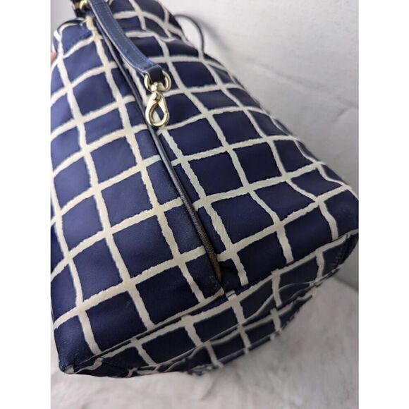 Kate Spade New York Seaside Nylon Francis Bag in Navy White Checkers With Changi - Picture 9 of 16